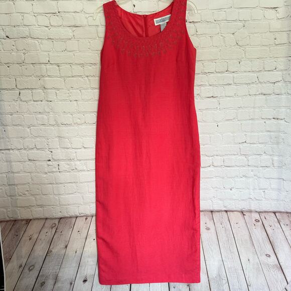 VTG Jessica Howard Wms 10 Linen Blend Sleeveless Maxi Dress With Matching Jacket - Picture 4 of 14